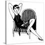 A Sophisticated Young Flapper Type with Short Hair, Sitting in a Chair-null-Stretched Canvas