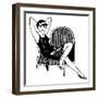 A Sophisticated Young Flapper Type with Short Hair, Sitting in a Chair-null-Framed Art Print