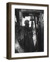 A South African Gas Alarm-Post Trench Sentry: Striking the Bell to Give Warning-null-Framed Giclee Print