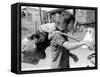 A South Vietnamese Father Carries His Son and a Bag of Household Possessions-null-Framed Stretched Canvas