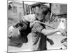 A South Vietnamese Father Carries His Son and a Bag of Household Possessions-null-Mounted Photographic Print