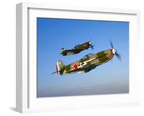 A Soviet Yakovlev Yak-3 and a P-51A Mustang in Flight-Stocktrek Images-Framed Photographic Print