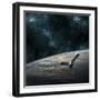 A Space Probe Investigates a Cloud Covered Planet in Outer Space-Stocktrek Images-Framed Photographic Print