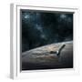 A Space Probe Investigates a Cloud Covered Planet in Outer Space-Stocktrek Images-Framed Photographic Print