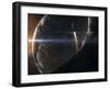 A Space Shuttle Flying Over An Asteroid That Is Passing Close To Earth-Stocktrek Images-Framed Premium Photographic Print