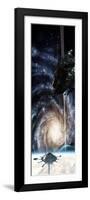 A Spacecraft Arrives at the Docking Station on an Enormous Gas Giant-null-Framed Art Print