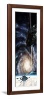 A Spacecraft Arrives at the Docking Station on an Enormous Gas Giant-null-Framed Art Print