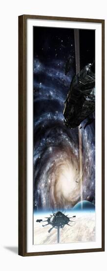 A Spacecraft Arrives at the Docking Station on an Enormous Gas Giant-null-Framed Art Print