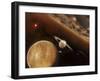 A Spacecraft Beams Through a Small Cluster of Planets Rich in Ores and Minerals-Stocktrek Images-Framed Photographic Print