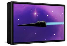 A Spaceship Blazes its Way Through Space with Ion Propulsion-null-Framed Stretched Canvas