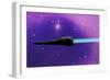 A Spaceship Blazes its Way Through Space with Ion Propulsion-null-Framed Premium Giclee Print
