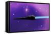 A Spaceship Blazes its Way Through Space with Ion Propulsion-null-Framed Stretched Canvas