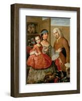 A Spaniard, His Mexican Indian Wife and Child, from a Series on Mixed Race Marriages in Mexico-Miguel Cabrera-Framed Giclee Print