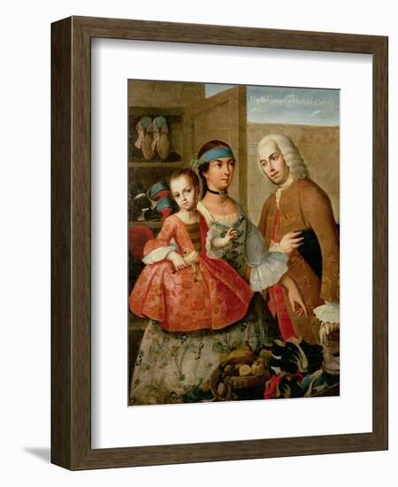 A Spaniard, His Mexican Indian Wife and Child, from a Series on Mixed Race Marriages in Mexico-Miguel Cabrera-Framed Giclee Print