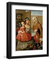 A Spaniard, His Mexican Indian Wife and Child, from a Series on Mixed Race Marriages in Mexico-Miguel Cabrera-Framed Giclee Print