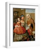 A Spaniard, His Mexican Indian Wife and Child, from a Series on Mixed Race Marriages in Mexico-Miguel Cabrera-Framed Giclee Print