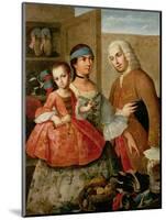 A Spaniard, His Mexican Indian Wife and Child, from a Series on Mixed Race Marriages in Mexico-Miguel Cabrera-Mounted Giclee Print