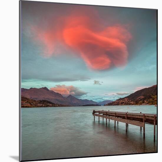 A Spectacular Lenticular Cloud, Lit by Rays of Rising Sun-Travellinglight-Mounted Photographic Print