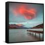 A Spectacular Lenticular Cloud, Lit by Rays of Rising Sun-Travellinglight-Framed Stretched Canvas