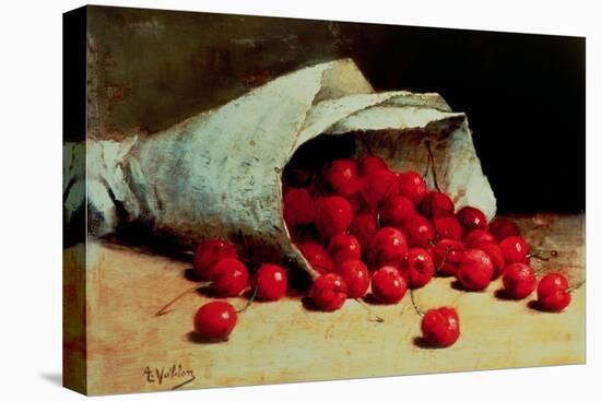 A Spilled Bag of Cherries-Antoine Vollon-Stretched Canvas