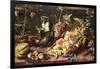 A Spilled Basket of Fruits on a Draped Table with Monkeys-Frans Snyders-Framed Giclee Print