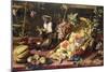 A Spilled Basket of Fruits on a Draped Table with Monkeys-Frans Snyders-Mounted Giclee Print