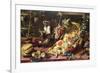 A Spilled Basket of Fruits on a Draped Table with Monkeys-Frans Snyders-Framed Giclee Print