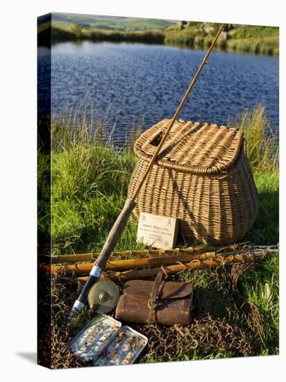 A Split-Cane Fly Rod and Traditional Fly-Fishing Equipment Beside a Trout Lake in North Wales, UK-John Warburton-lee-Stretched Canvas