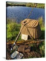 A Split-Cane Fly Rod and Traditional Fly-Fishing Equipment Beside a Trout Lake in North Wales, UK-John Warburton-lee-Stretched Canvas