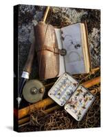 A Split-Cane Fly Rod and Traditional Fly-Fishing Equipment Beside a Trout Lake in North Wales, UK-John Warburton-lee-Stretched Canvas