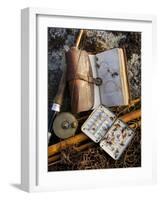 A Split-Cane Fly Rod and Traditional Fly-Fishing Equipment Beside a Trout Lake in North Wales, UK-John Warburton-lee-Framed Photographic Print