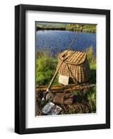 A Split-Cane Fly Rod and Traditional Fly-Fishing Equipment Beside a Trout Lake in North Wales, UK-John Warburton-lee-Framed Photographic Print