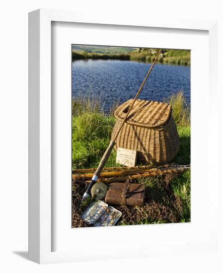 A Split-Cane Fly Rod and Traditional Fly-Fishing Equipment Beside a Trout Lake in North Wales, UK-John Warburton-lee-Framed Photographic Print