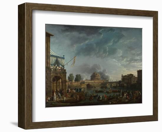 A Sporting Contest on the Tiber at Rome, 1750-Claude Joseph Vernet-Framed Giclee Print