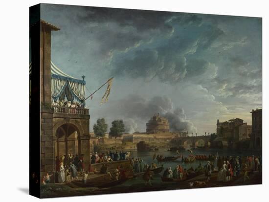 A Sporting Contest on the Tiber at Rome, 1750-Claude Joseph Vernet-Stretched Canvas