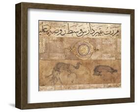 A Spotted Wolf and a Hyena, Late 15th Century (Illuminated Manuscript on Buff Paper)-null-Framed Giclee Print