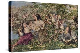 'A Spring Roundelay', 1910 (1935)-Edward Atkinson Hornel-Stretched Canvas