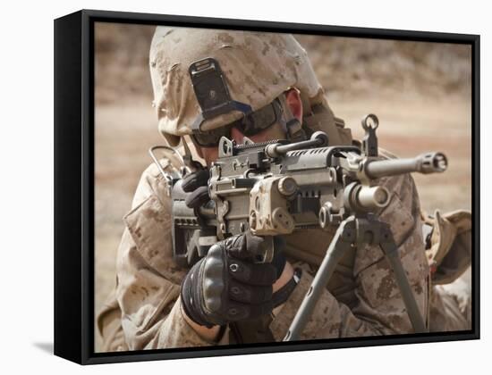 A Squad Automatic Weapon Gunner Provides Security-Stocktrek Images-Framed Stretched Canvas