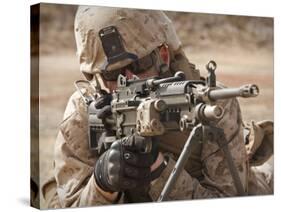 A Squad Automatic Weapon Gunner Provides Security-Stocktrek Images-Stretched Canvas