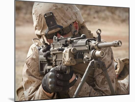 A Squad Automatic Weapon Gunner Provides Security-Stocktrek Images-Mounted Photographic Print