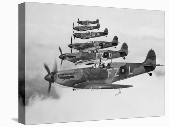 A Squadron of British Supermarine Spitfire Fighters-null-Stretched Canvas