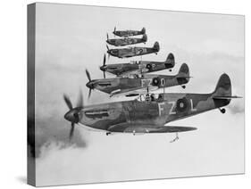 A Squadron of British Supermarine Spitfire Fighters-null-Stretched Canvas