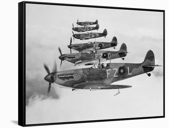 A Squadron of British Supermarine Spitfire Fighters-null-Framed Stretched Canvas