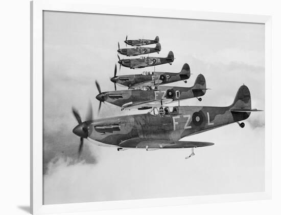 A Squadron of British Supermarine Spitfire Fighters-null-Framed Photographic Print