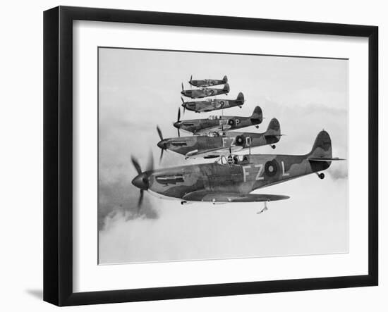 A Squadron of British Supermarine Spitfire Fighters-null-Framed Photographic Print