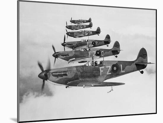 A Squadron of British Supermarine Spitfire Fighters-null-Mounted Photographic Print