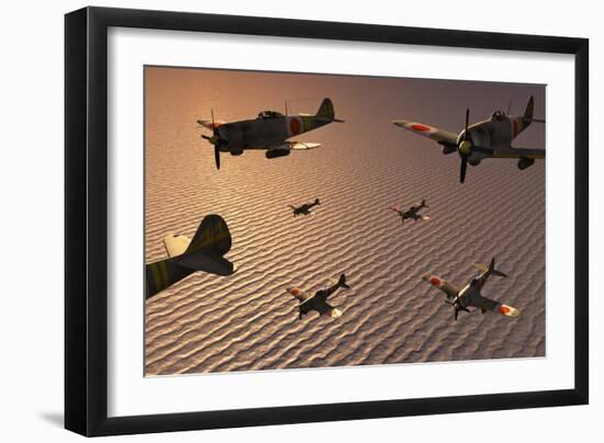 A Squadron of Japanese Nakajima Torpedo Bombers in Flight-null-Framed Art Print