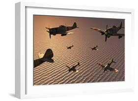 A Squadron of Japanese Nakajima Torpedo Bombers in Flight-null-Framed Art Print