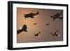 A Squadron of Japanese Nakajima Torpedo Bombers in Flight-null-Framed Premium Giclee Print