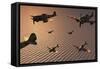 A Squadron of Japanese Nakajima Torpedo Bombers in Flight-null-Framed Stretched Canvas